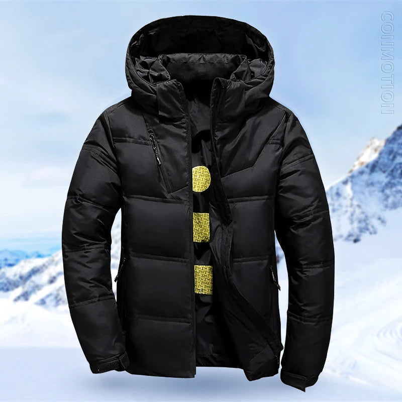 White Duck Down Jacket Men Winter Men's Coat Windproof Removable Cap Parkas Solid Color Outdoor Casual Hooded Overcoat Clothes