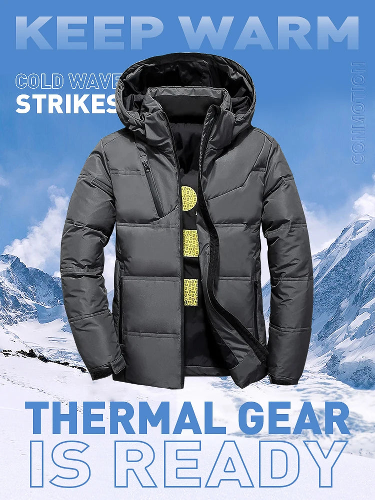 White Duck Down Jacket Men Winter Men's Coat Windproof Removable Cap Parkas Solid Color Outdoor Casual Hooded Overcoat Clothes