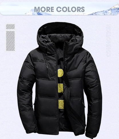 White Duck Down Jacket Men Winter Men's Coat Windproof Removable Cap Parkas Solid Color Outdoor Casual Hooded Overcoat Clothes