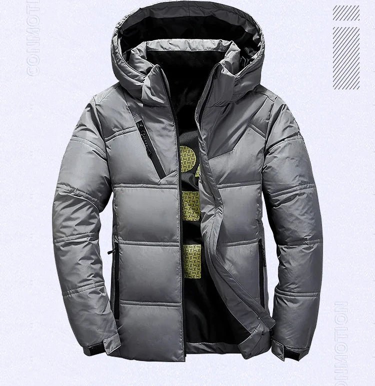 White Duck Down Jacket Men Winter Men's Coat Windproof Removable Cap Parkas Solid Color Outdoor Casual Hooded Overcoat Clothes