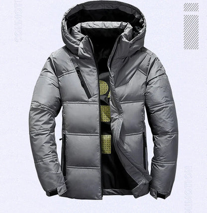 White Duck Down Jacket Men Winter Men's Coat Windproof Removable Cap Parkas Solid Color Outdoor Casual Hooded Overcoat Clothes