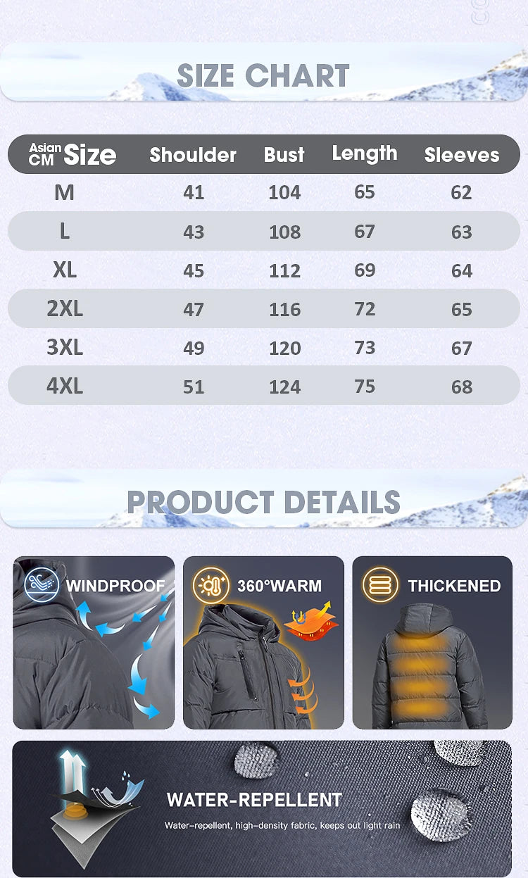 White Duck Down Jacket Men Winter Men's Coat Windproof Removable Cap Parkas Solid Color Outdoor Casual Hooded Overcoat Clothes