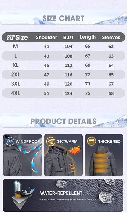 White Duck Down Jacket Men Winter Men's Coat Windproof Removable Cap Parkas Solid Color Outdoor Casual Hooded Overcoat Clothes